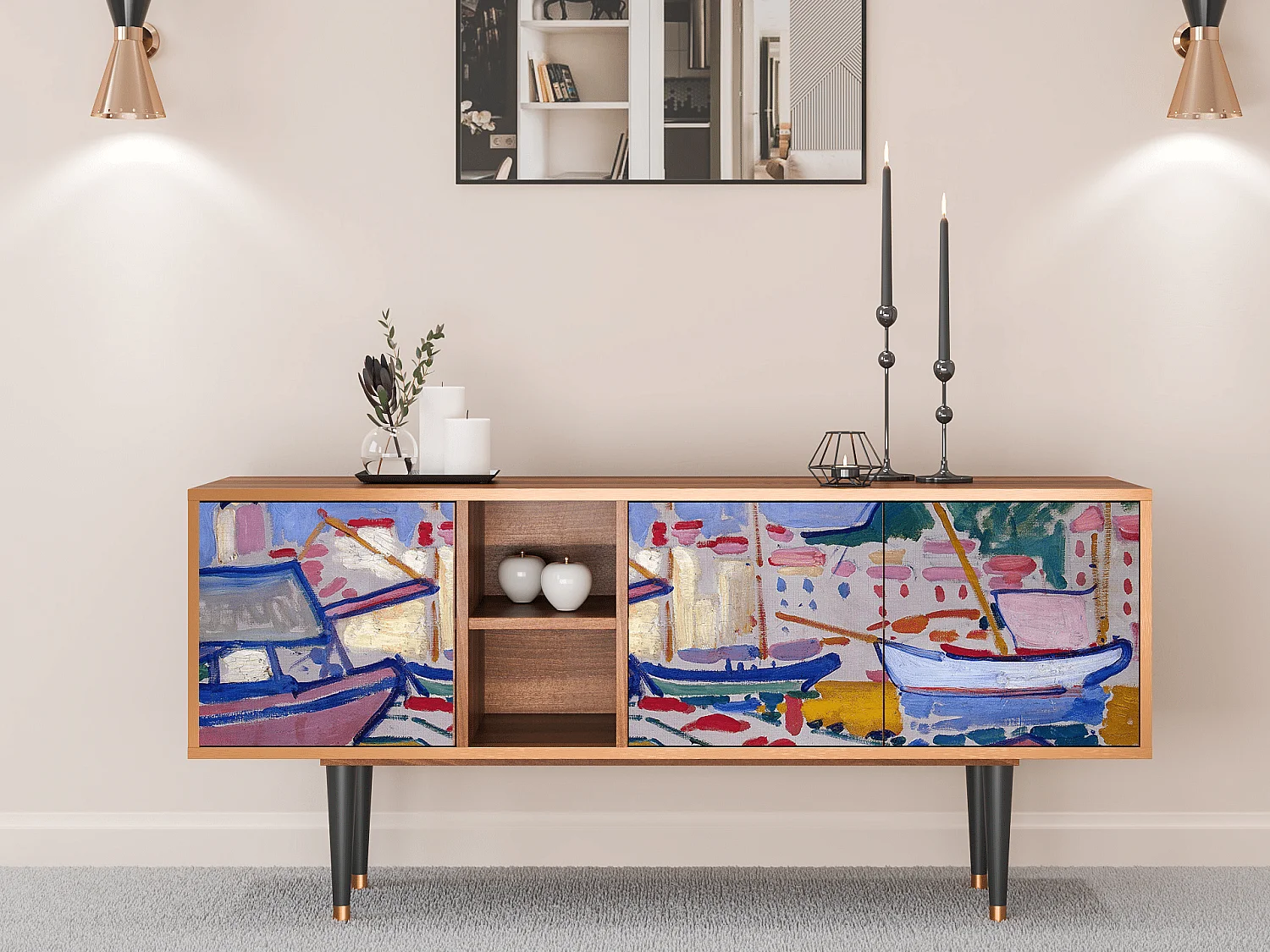 TV-Möbel - 150х69х41 cm - T5 - The Port of Collioure , Walnuss