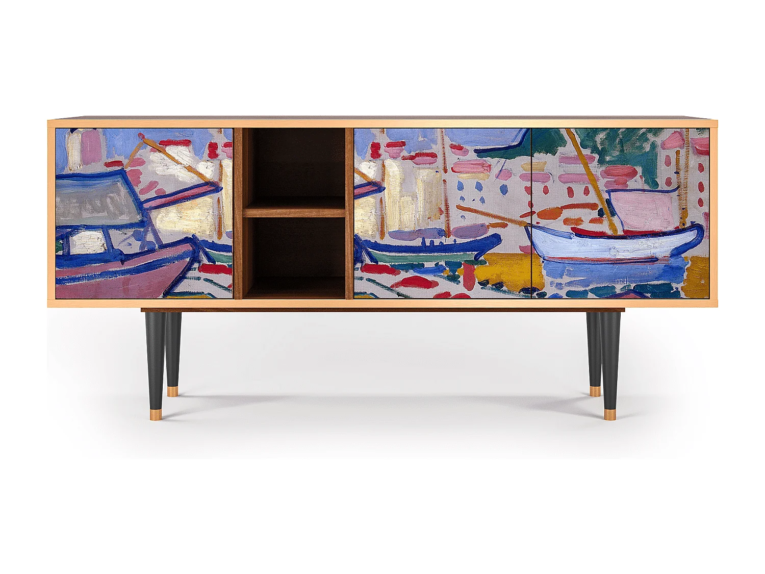 Szafka RTV - 150х69х41 cm - T5 - The Port of Collioure , Orzech