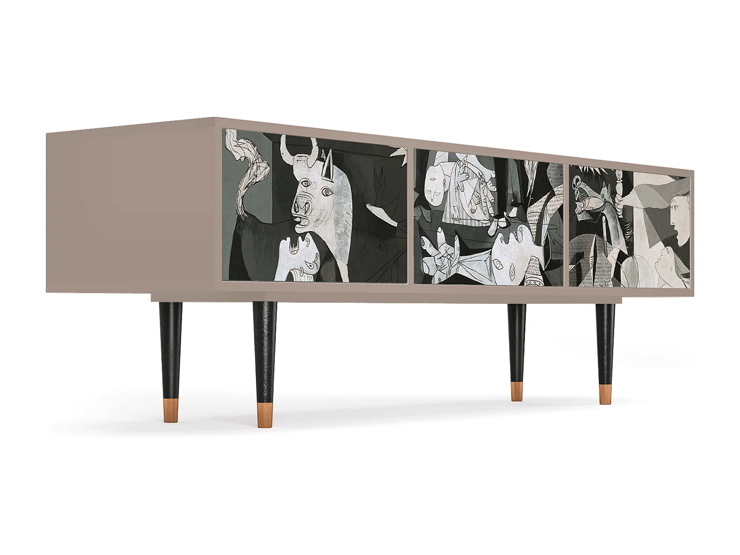 Szafka RTV - 170х59х48 cm - T4 - Guernica by Picasso, Latte