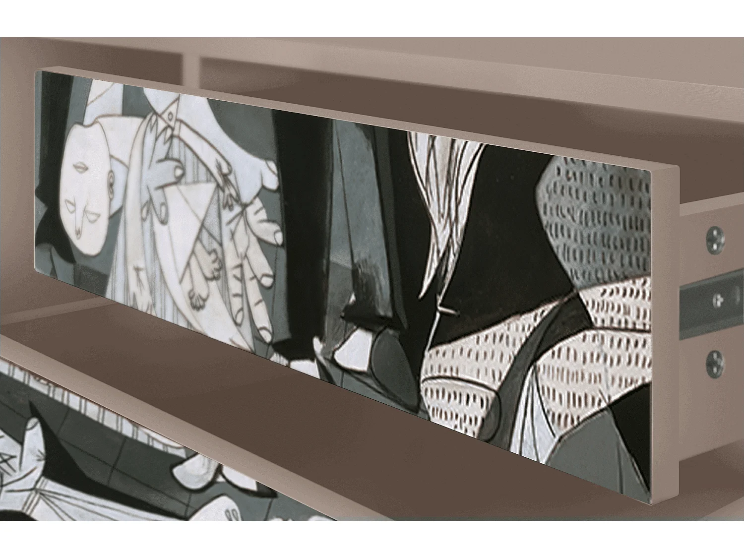 Szafka RTV - 170х59х48 cm - T4 - Guernica by Picasso, Latte