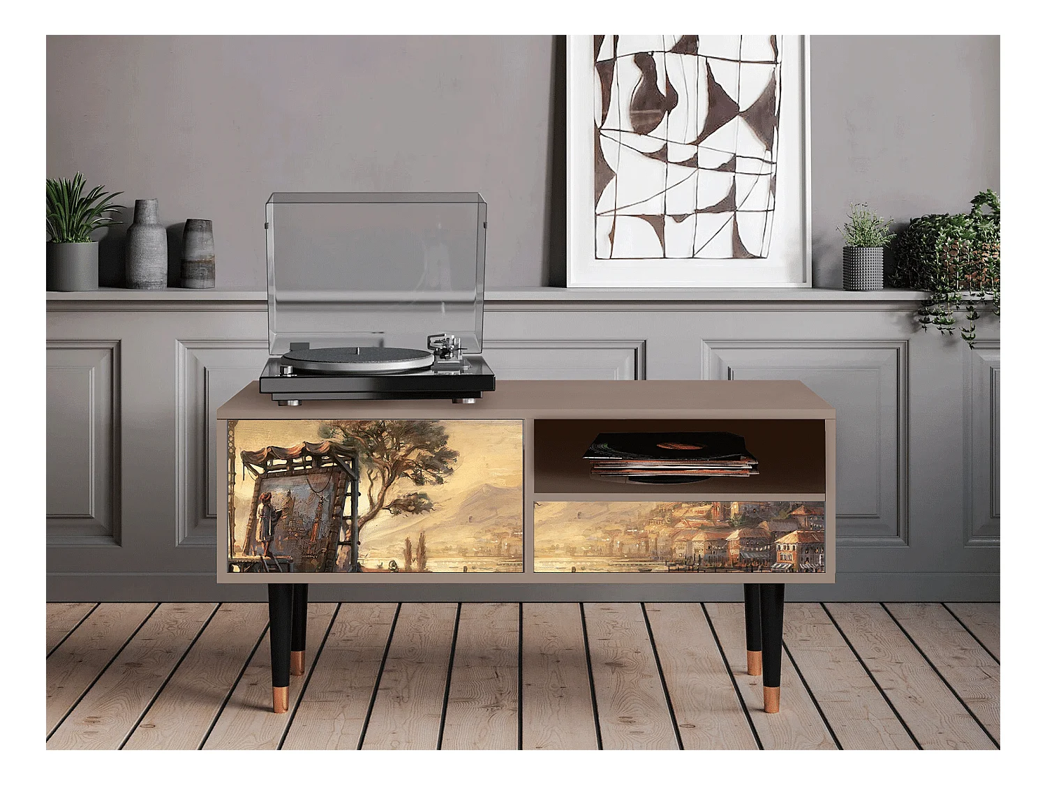 Meuble TV - 115х59х48 cm - T3 - Venice, Latte