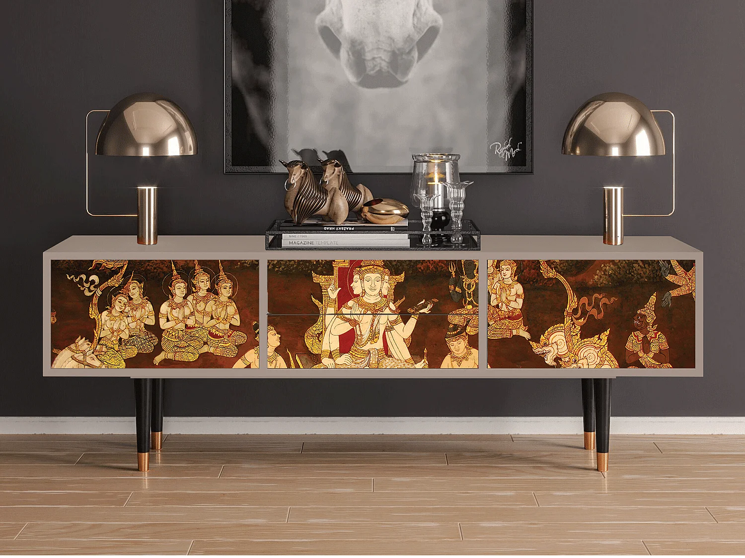 Mueble de TV - 170х59х48 cm - T4 - Malyavan, Latte