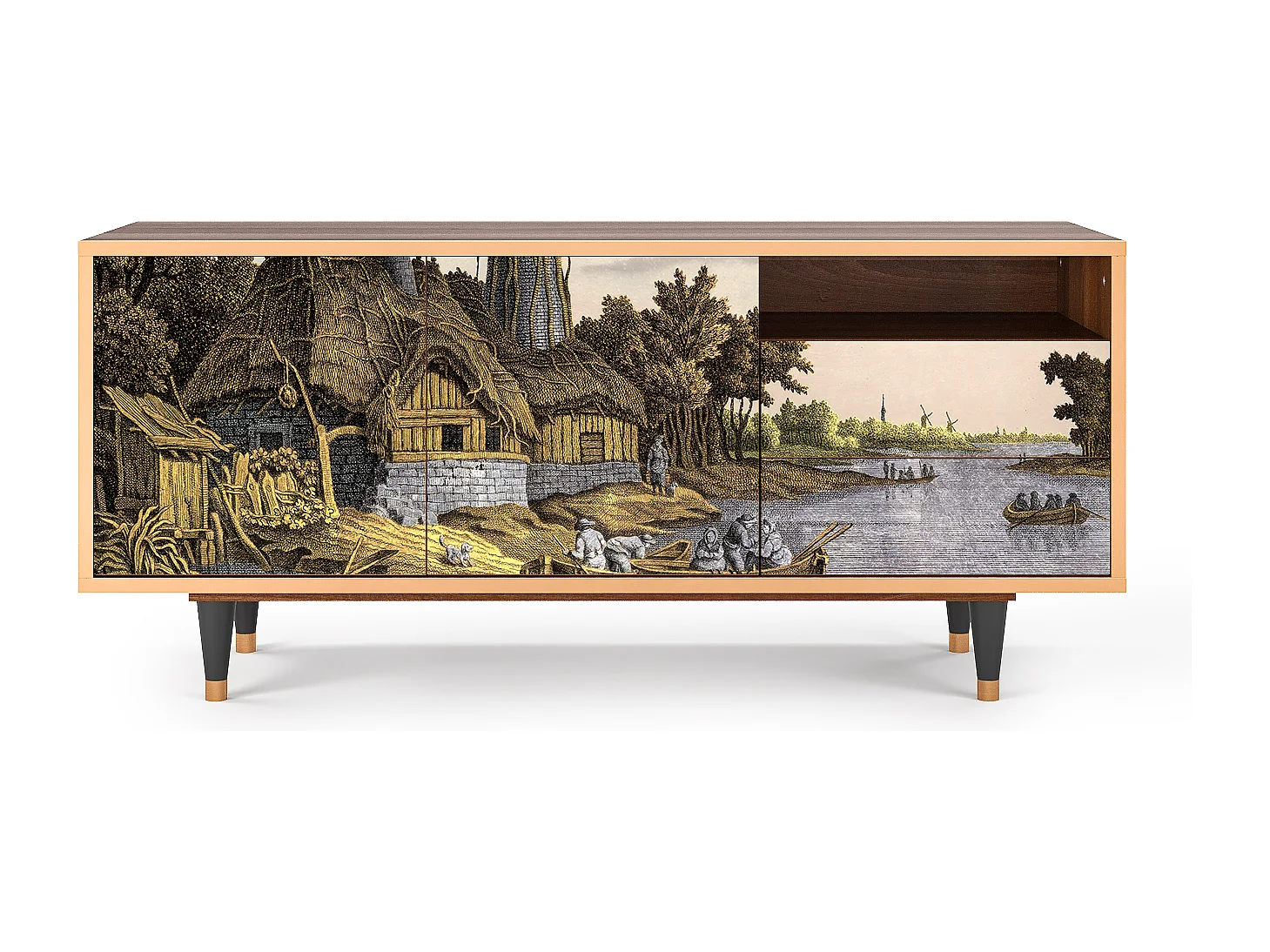 TV-Möbel - 125х56х41 cm - T7 - Mill along a River, Walnuss