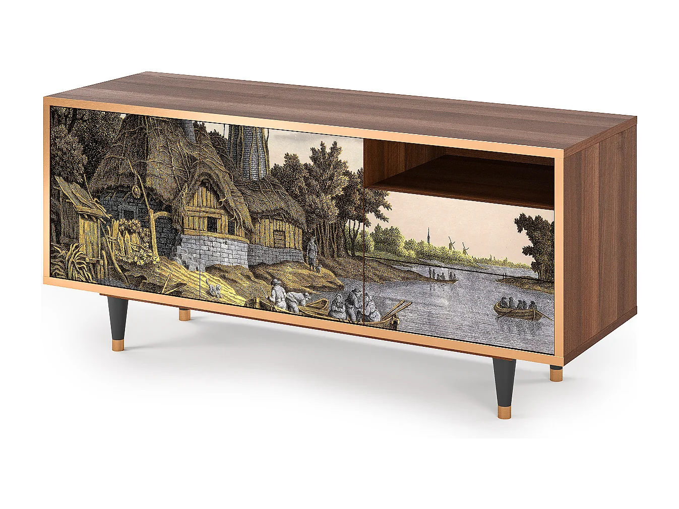 Meuble TV - 125х56х41 cm - T7 - Mill along a River, Noyer