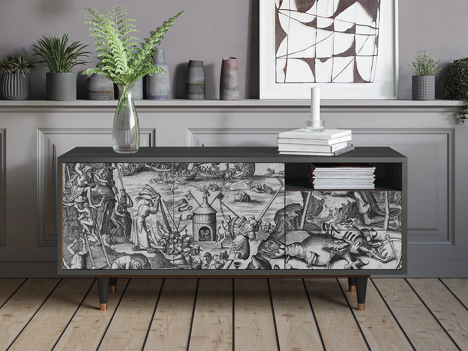 Mueble de TV - 125х56х41 cm - T7 - The Temptation, Antracite