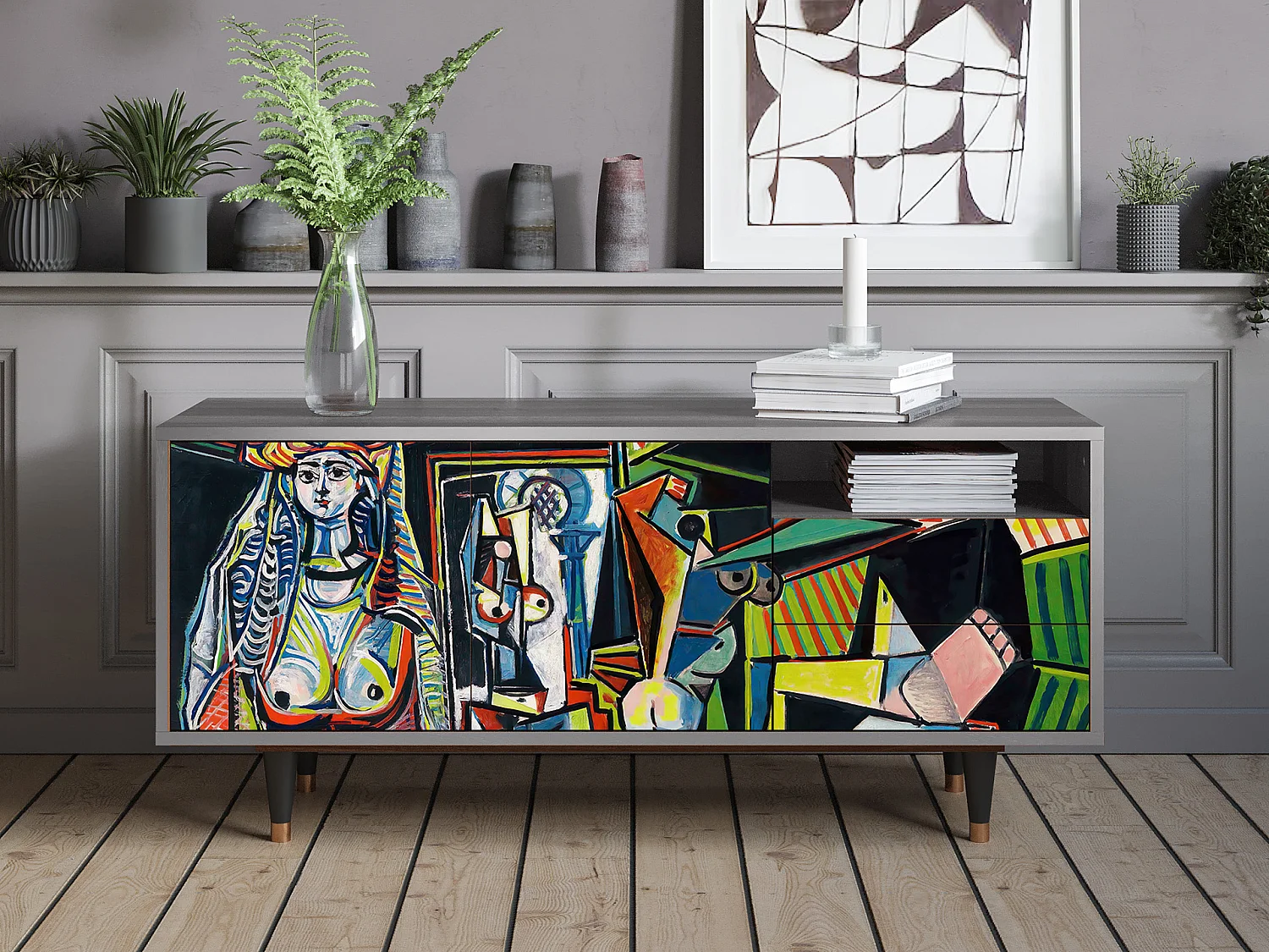 Meuble TV - 125х56х41 cm - T7 - Women of Algiers, Gris