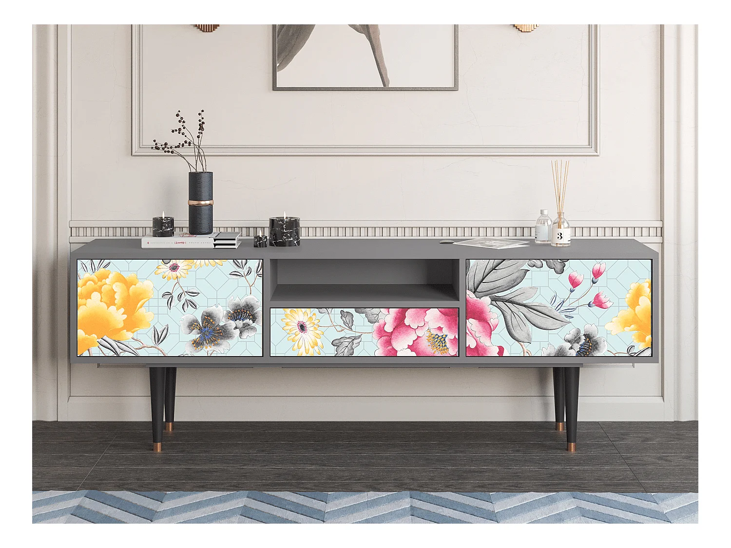 Meuble TV - 170х59х41 cm - T6 - Sky Garden, Gris