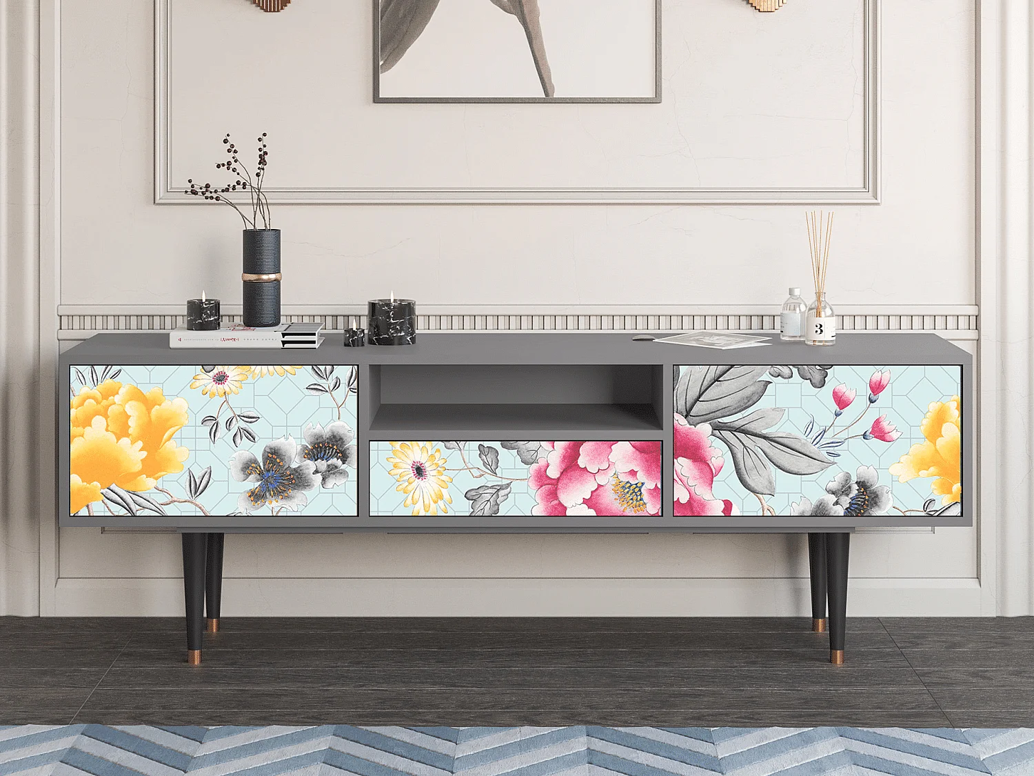 Mueble de TV - 170х59х41 cm - T6 - Sky Garden, Gris