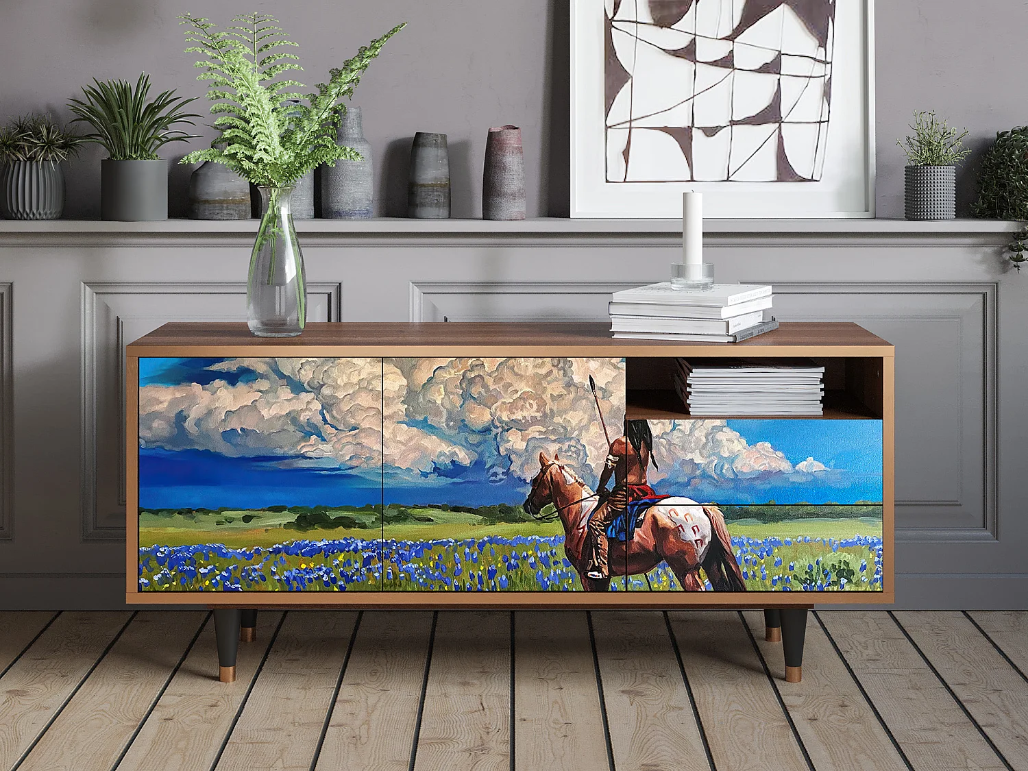 Mueble de TV - 125х56х41 cm - T7 - Thunderheads by Dean, Nogueira