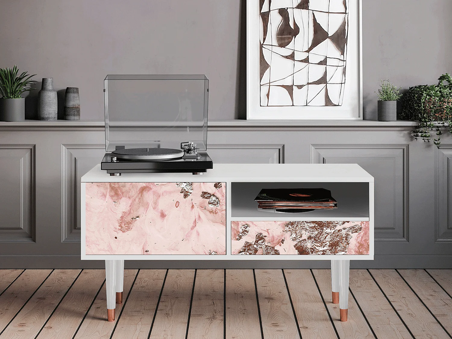 Mobile TV - 115х59х48 cm - T3 - Cotton Candy, Bianco