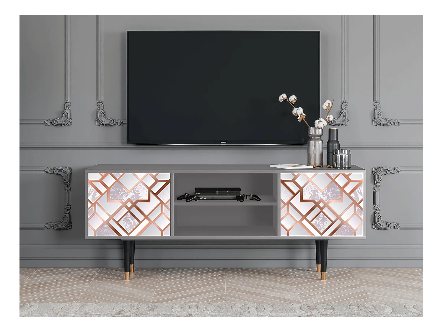 Meuble TV - 170х69х48 cm - T2 - Pastel Fairytale, Gris