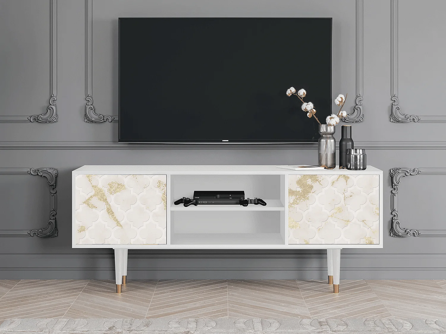 Mueble de TV - 170х69х48 cm - T2 - Sahara desert, Branco