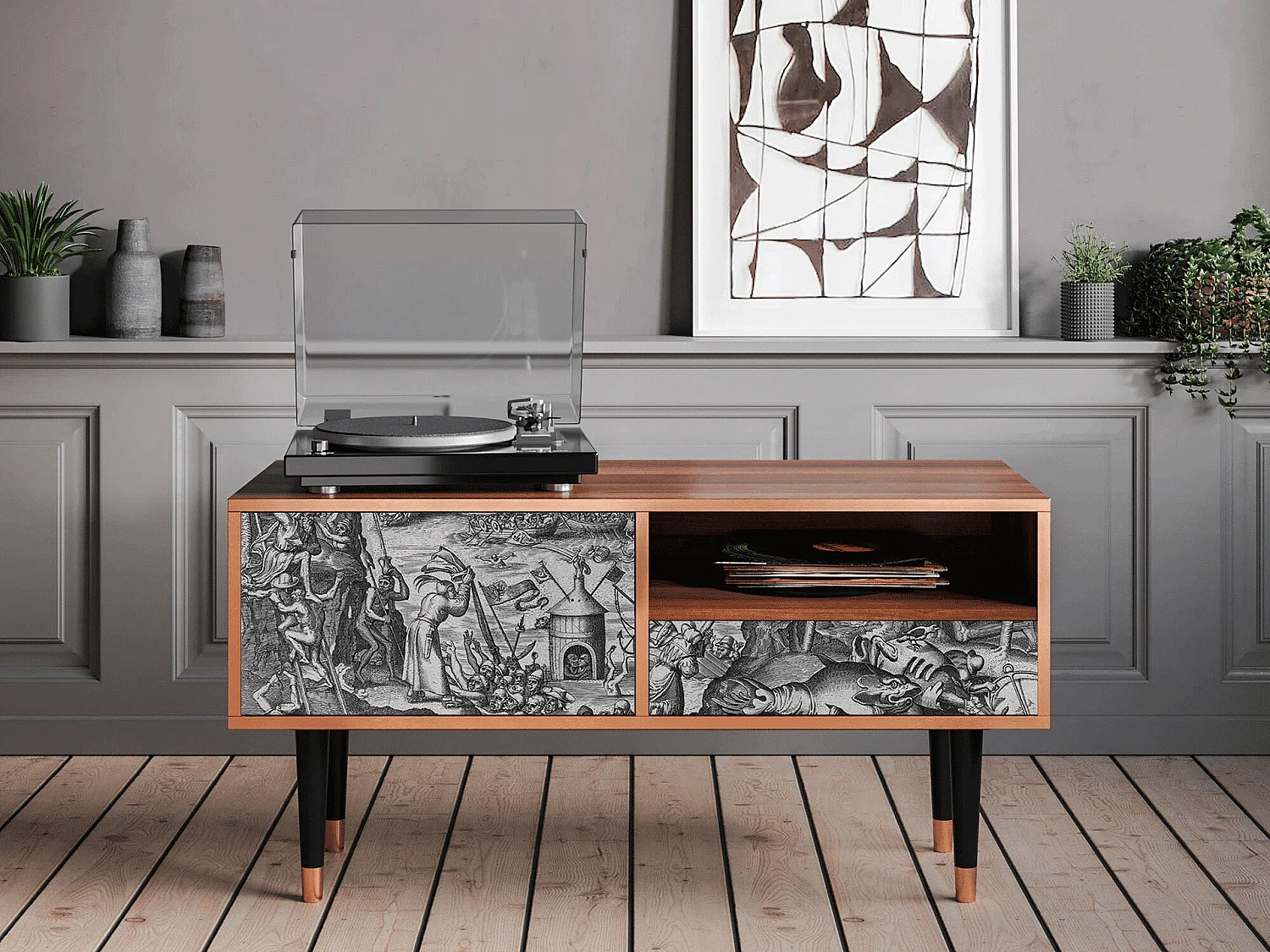 Mueble de TV - 115х59х48 cm - T3 - The Temptation, Nogueira