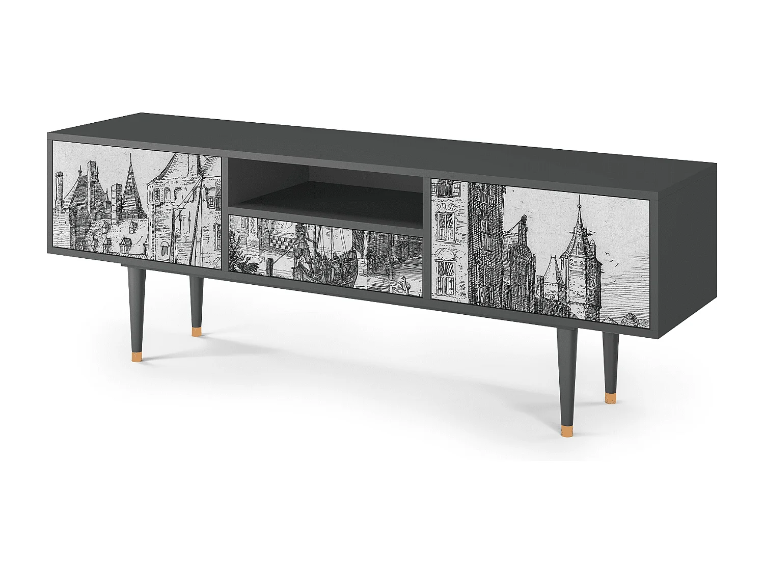 Meuble TV - 170х59х41 cm - T6 - Castle with Bridge, Anthracite