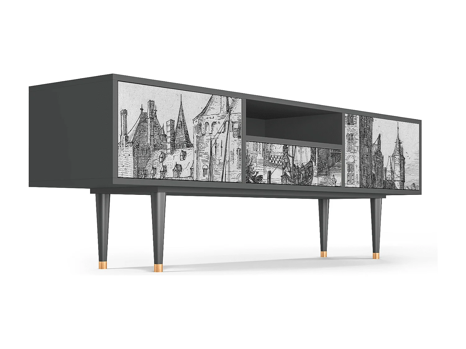Meuble TV - 170х59х41 cm - T6 - Castle with Bridge, Anthracite