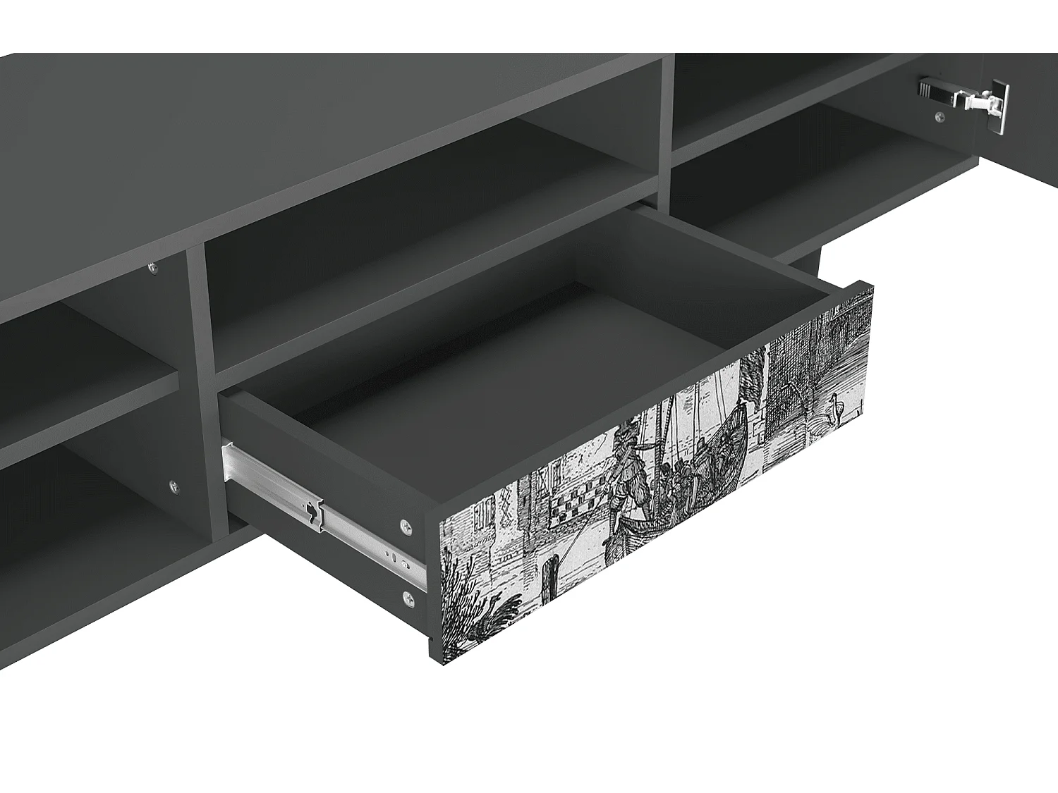 Szafka RTV - 170х59х41 cm - T6 - Castle with Bridge, Antracyt