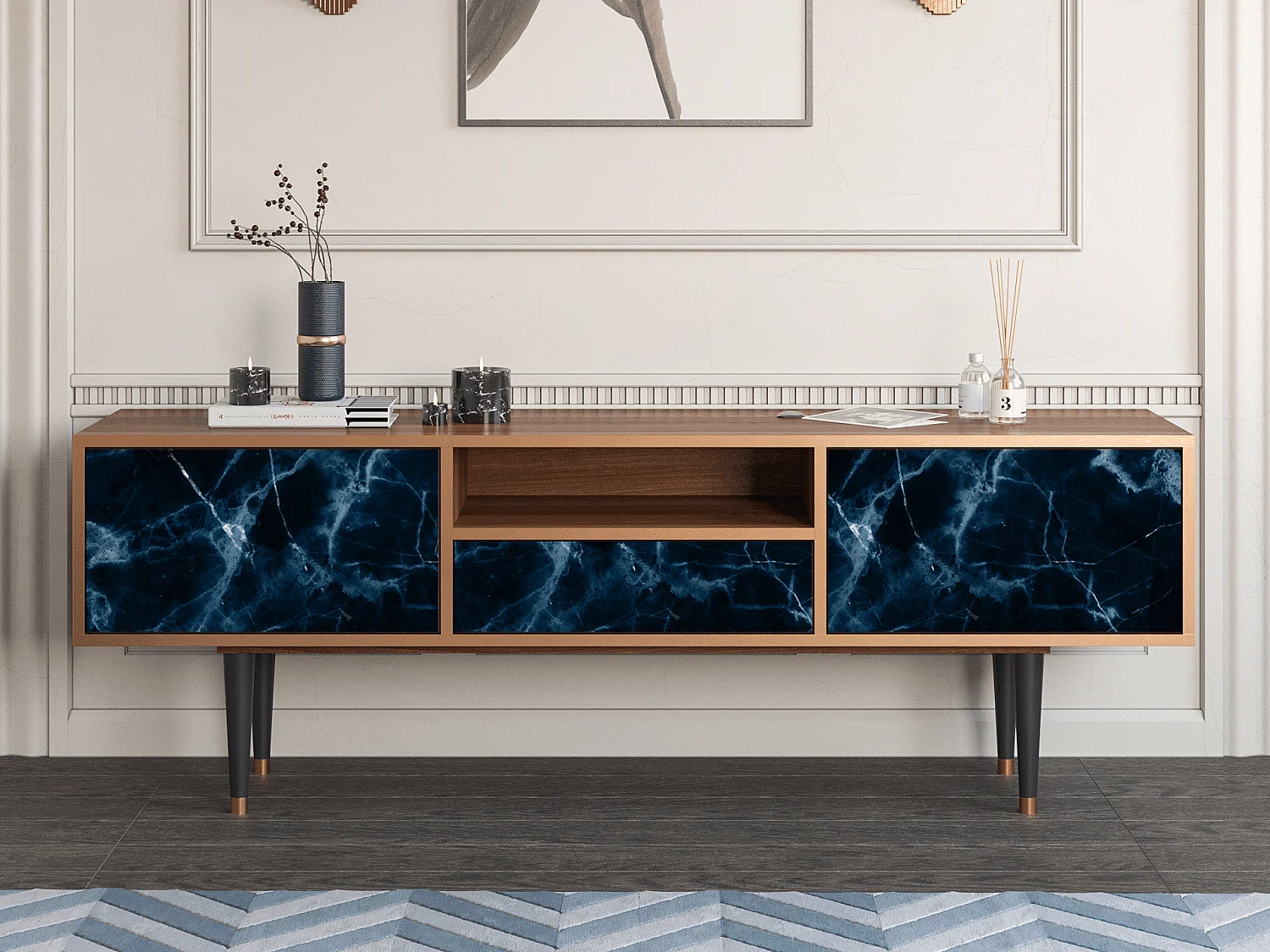 TV-Möbel - 170х59х41 cm - T6 - Deep Ocean, Walnuss