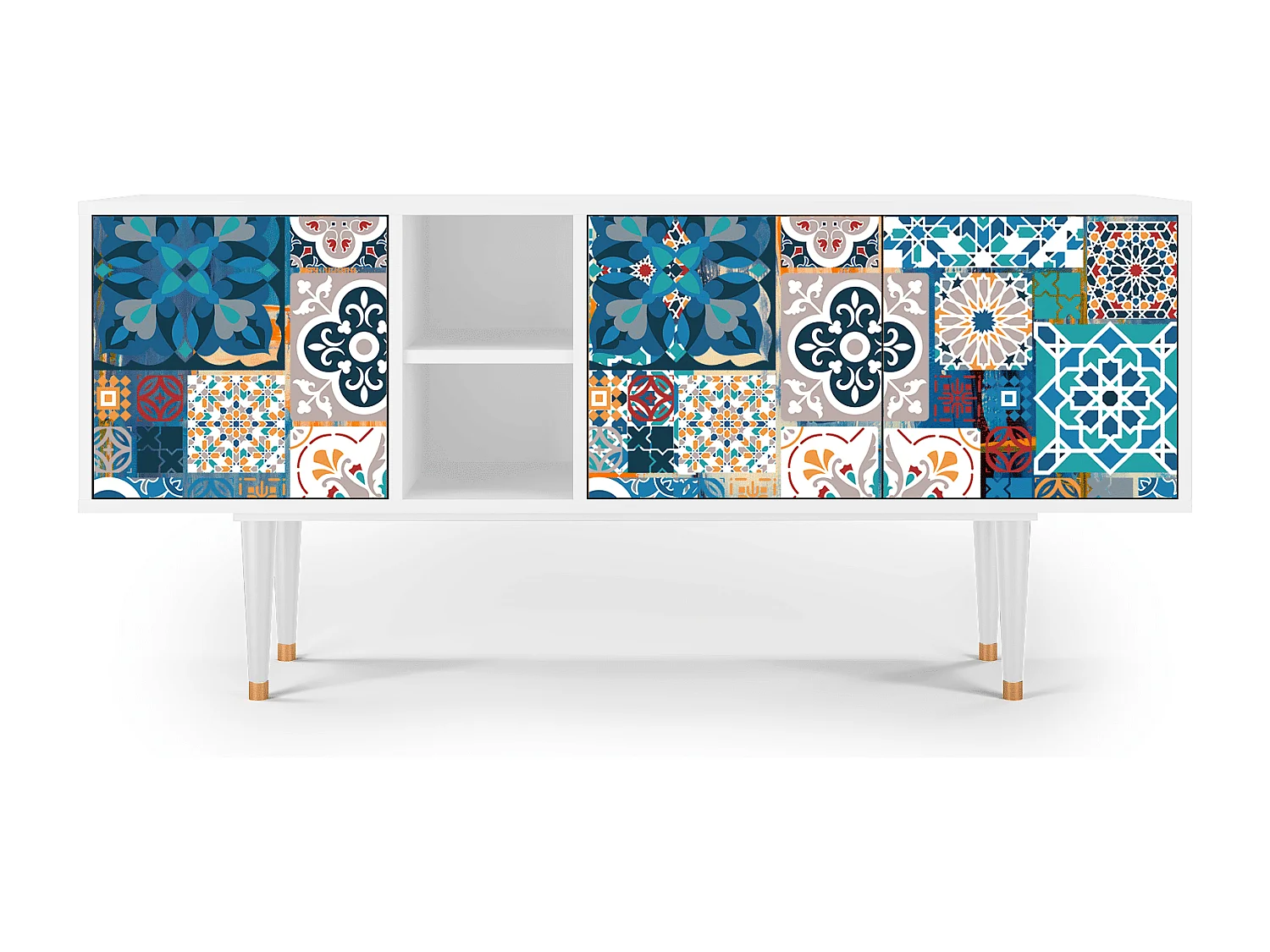 Mueble de TV - 150х69х41 cm - T5 - Moroccan Market, Branco