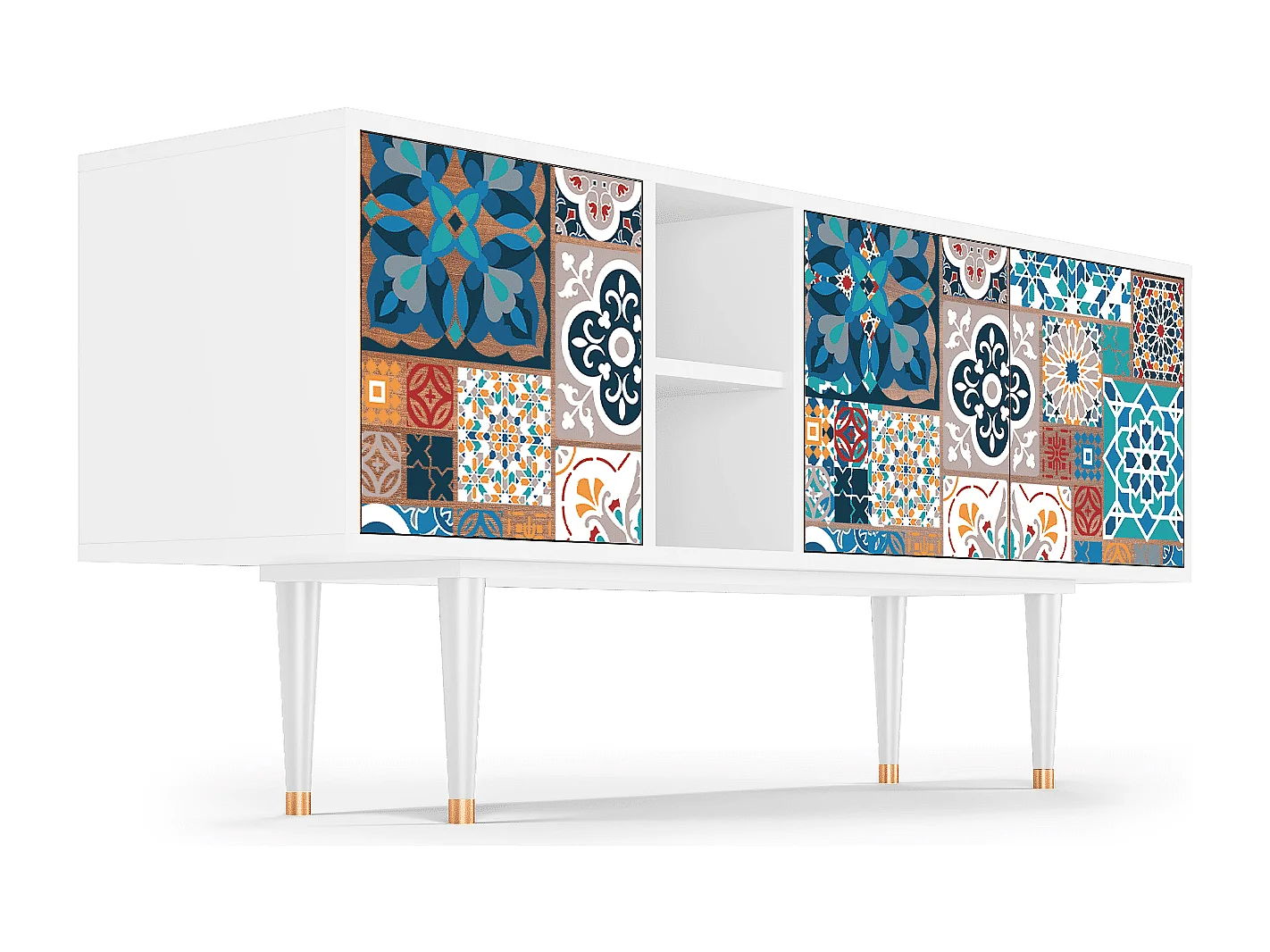 Mueble de TV - 150х69х41 cm - T5 - Moroccan Market, Branco