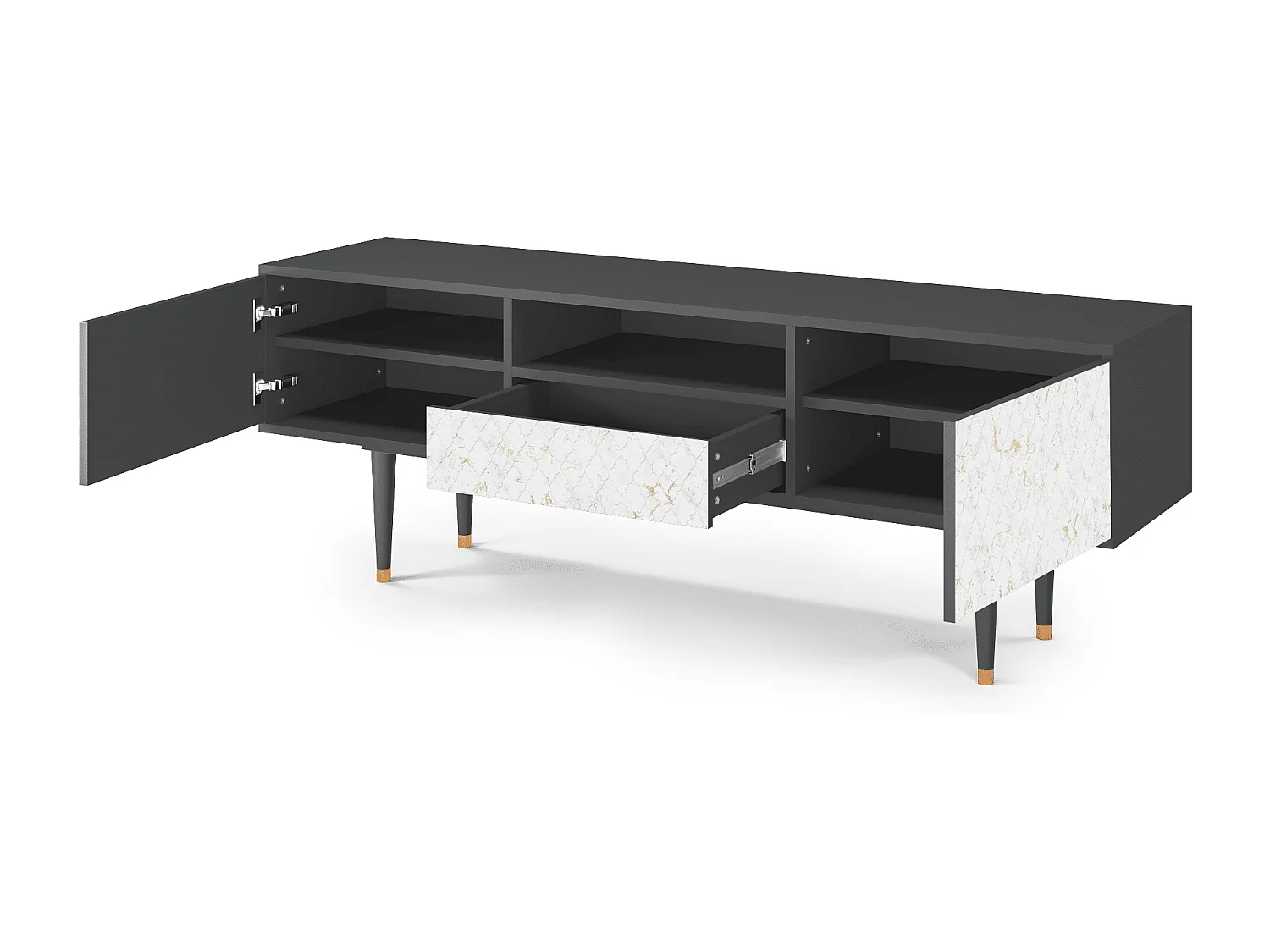 Mueble de TV - 170х59х41 cm - T6 - Sweet Cotton, Antracite