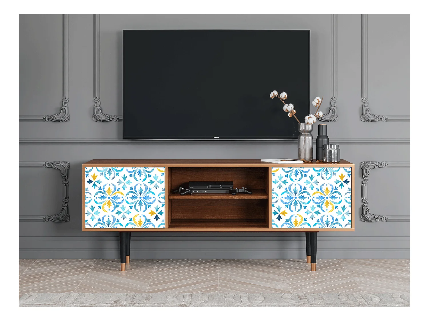 Meuble TV - 170х69х48 cm - T2 - Lisbon Flover, Noyer