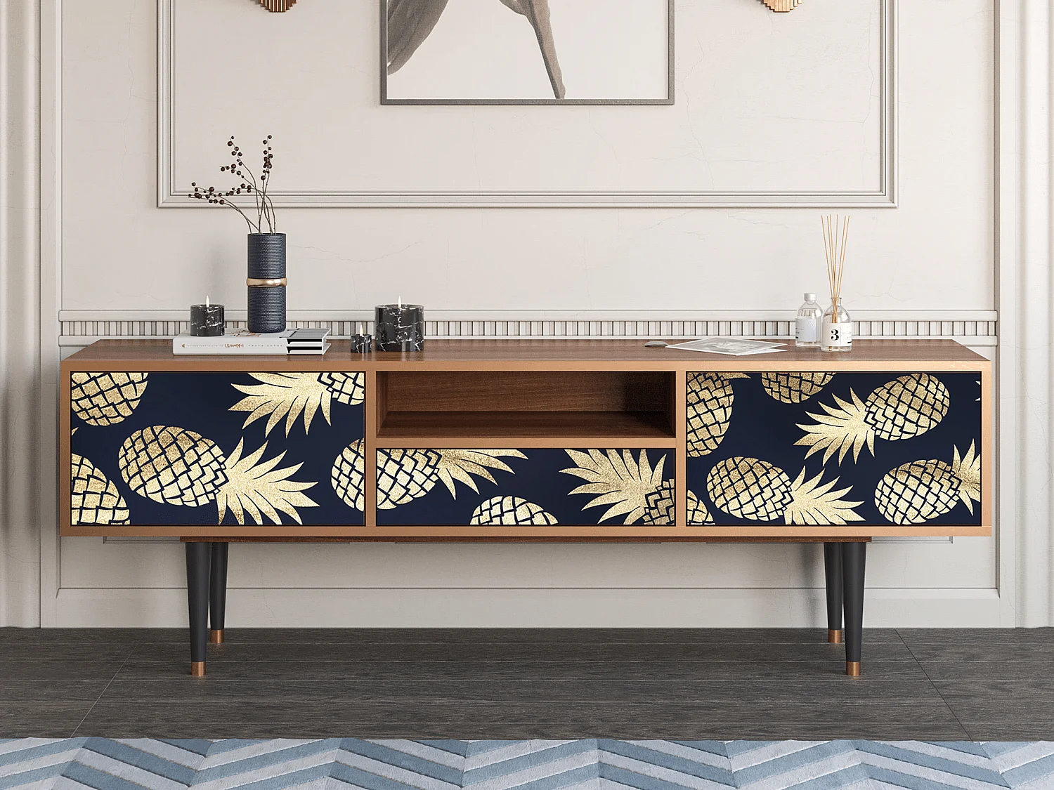 Meuble TV - 170х59х41 cm - T6 - Sunny Pineaple, Noyer