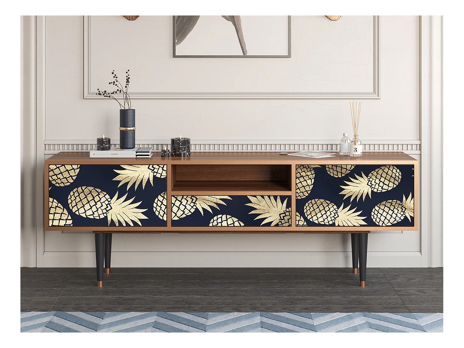 Meuble TV - 170х59х41 cm - T6 - Sunny Pineaple, Noyer