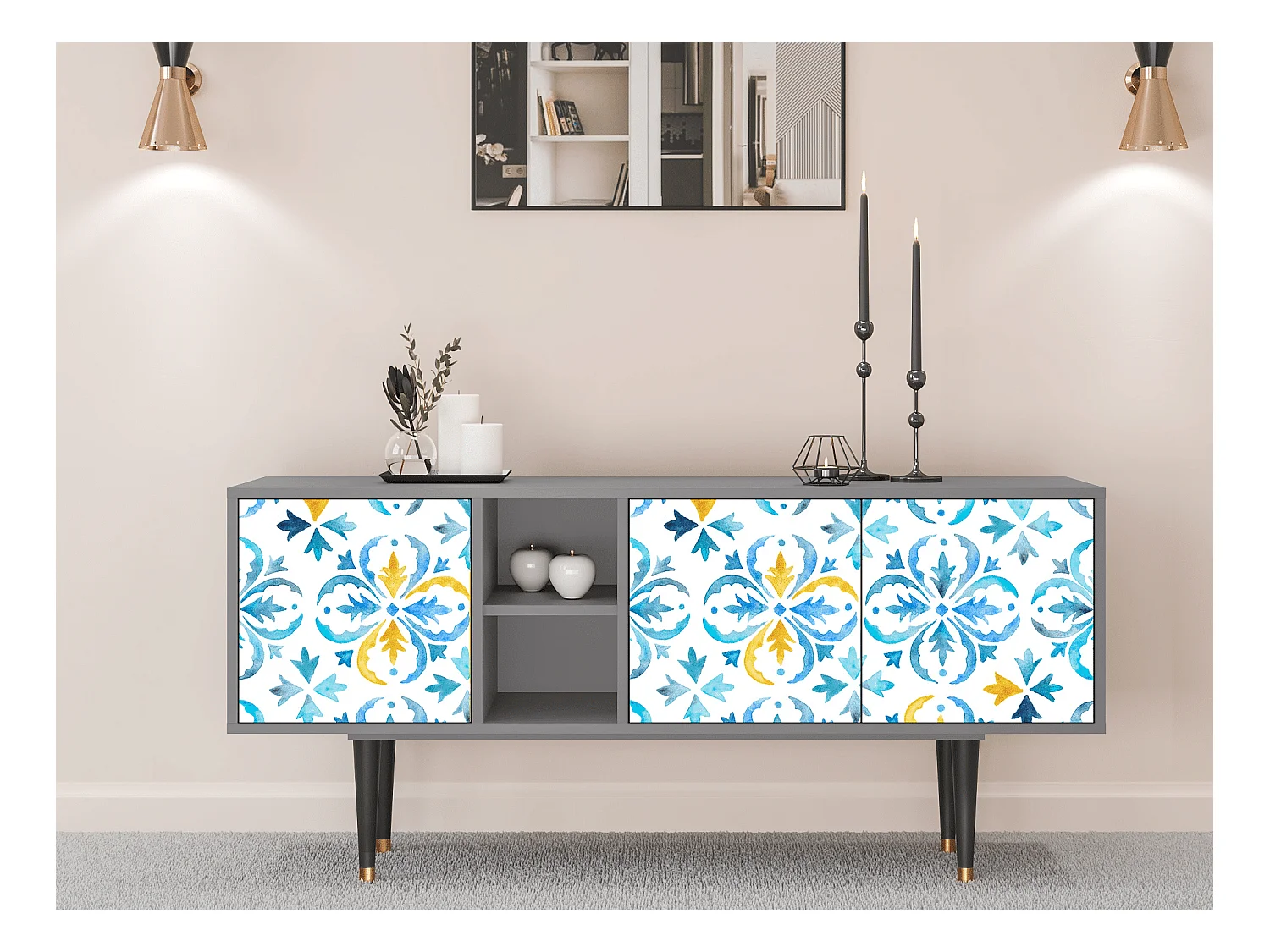 Meuble TV - 150х69х41 cm - T5 - Lisbon Flover, Gris
