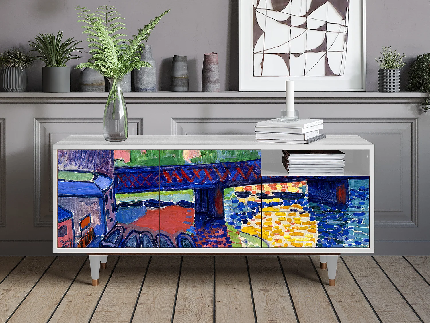 Mobile TV - 125х56х41 cm - T7 - Charing Cross Bridge, Bianco