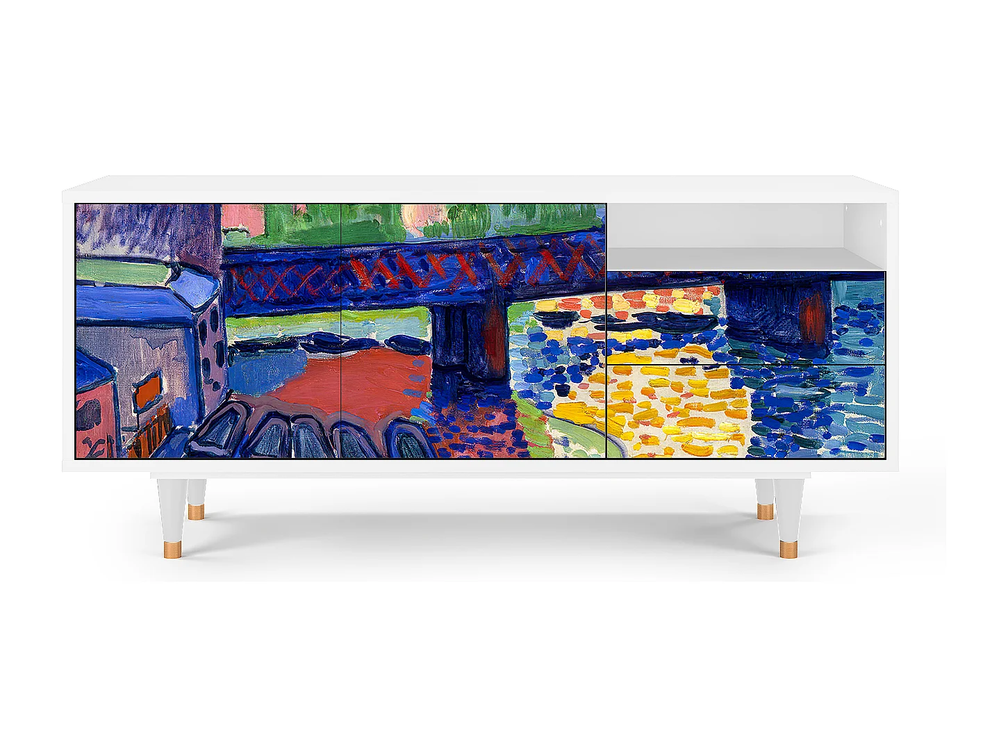 Mueble de TV - 125х56х41 cm - T7 - Charing Cross Bridge, Branco