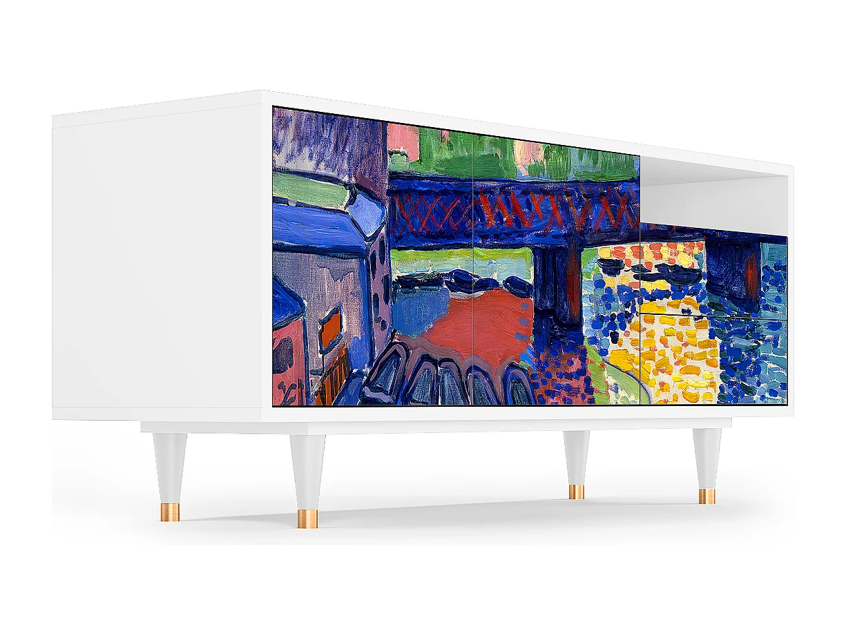 TV-Möbel - 125х56х41 cm - T7 - Charing Cross Bridge, Weiß