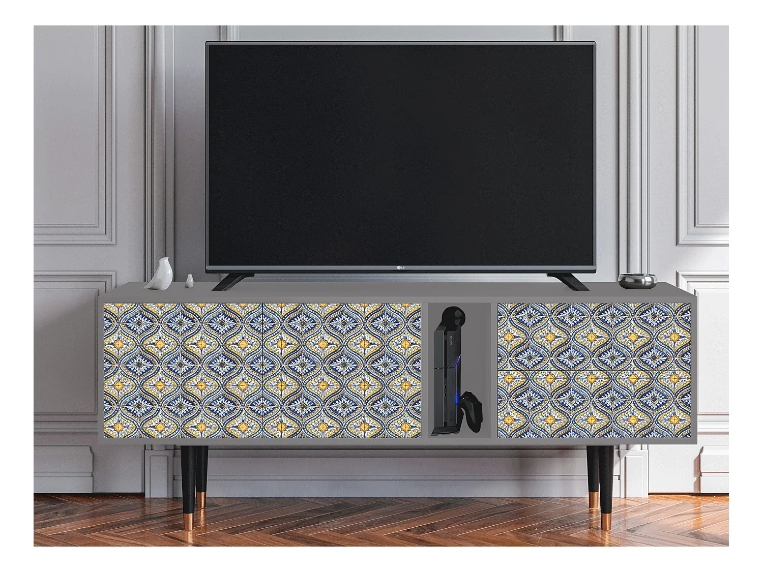 Mobile TV - 170х69х48 cm - T1 - Illusory Pattern, Grigio