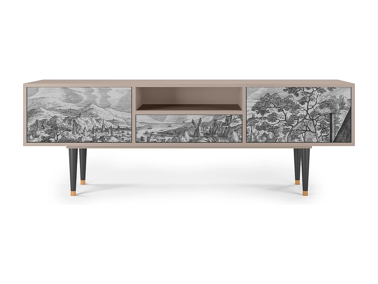 Meuble TV - 170х59х41 cm - T6 - Bird Dropping, Latte