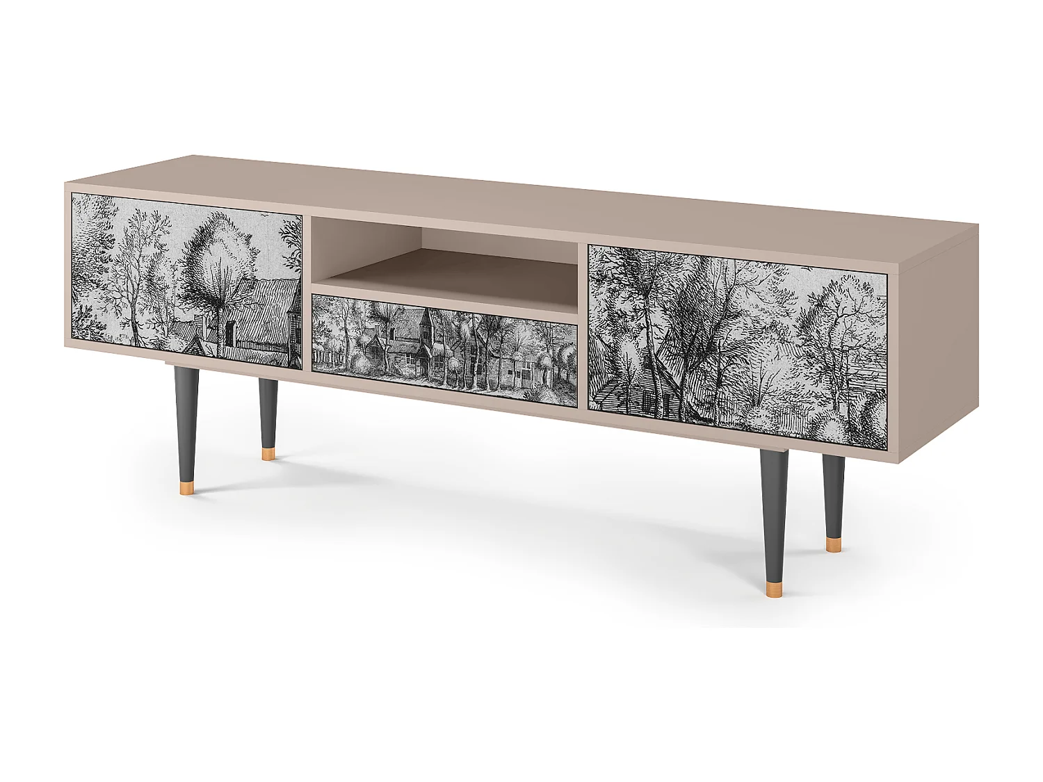 Meuble TV - 170х59х41 cm - T6 - Bird Dropping, Latte