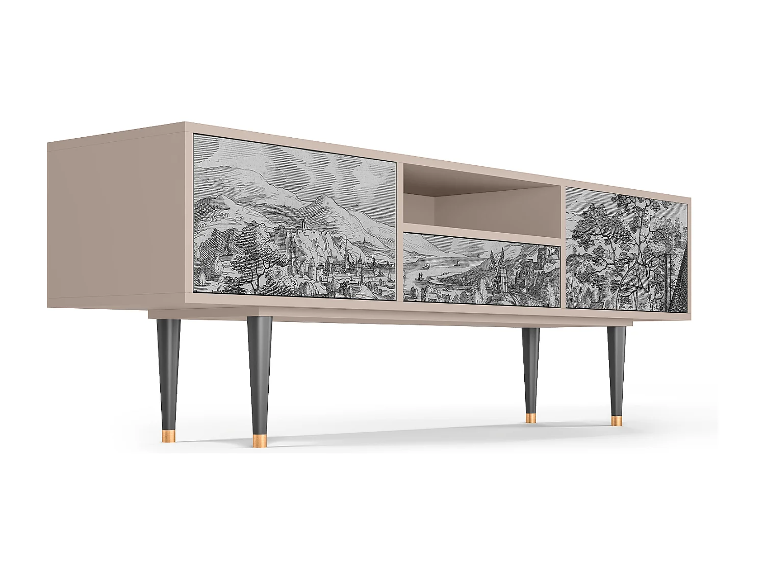 Meuble TV - 170х59х41 cm - T6 - Bird Dropping, Latte