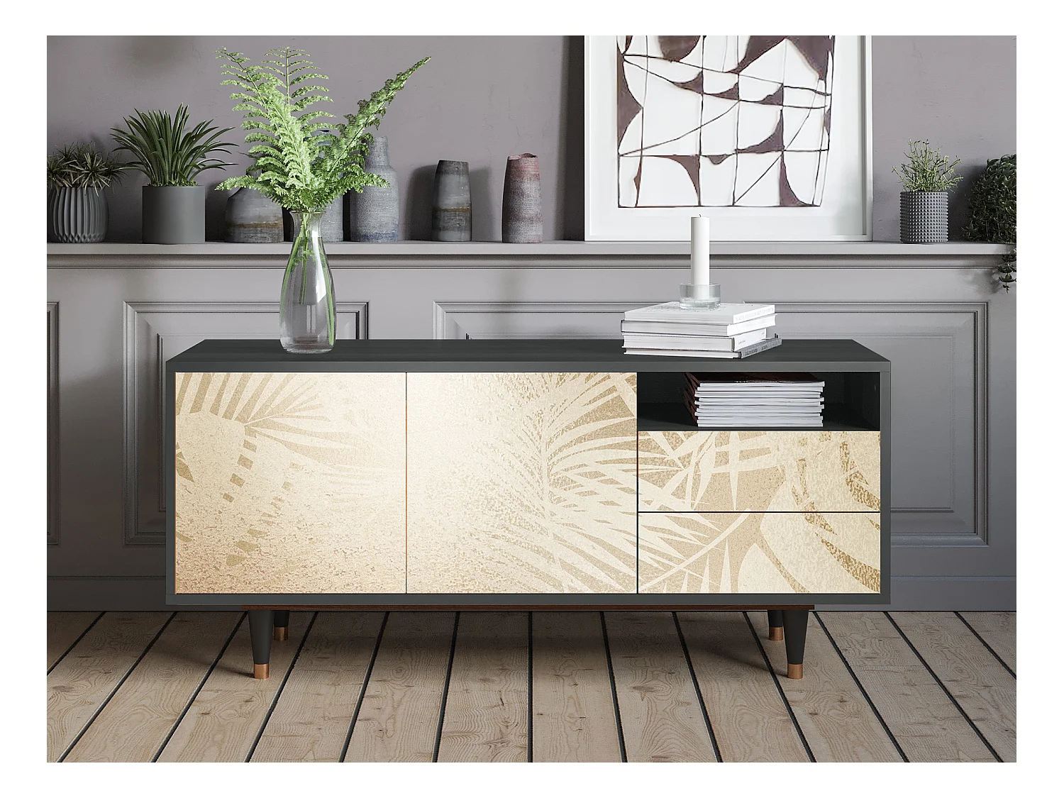 Meuble TV - 125х56х41 cm - T7 - Plant of the Dessert, Anthracite