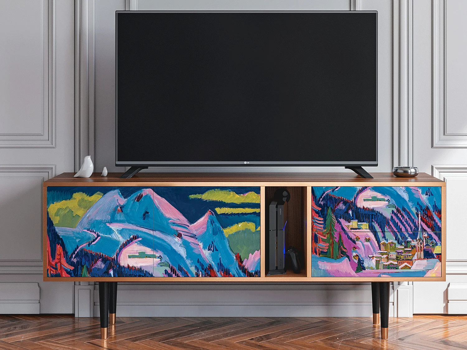 Meuble TV - 170х69х48 cm - T1 - Davos Winter, Noyer