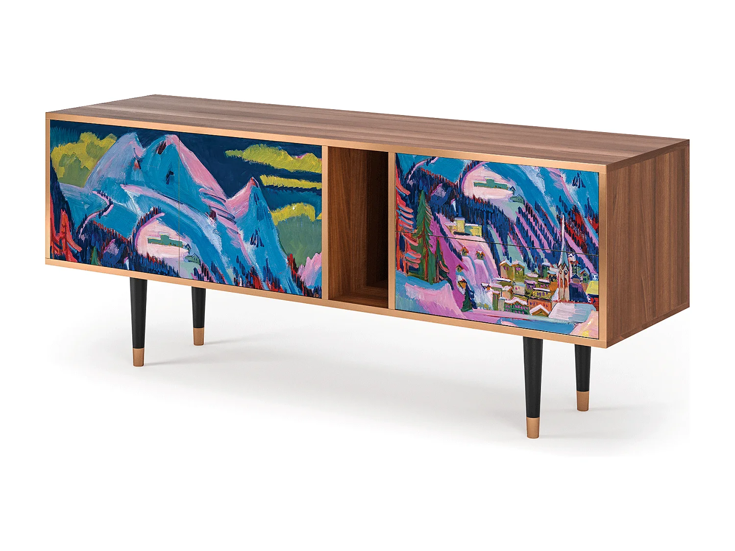 Meuble TV - 170х69х48 cm - T1 - Davos Winter, Noyer