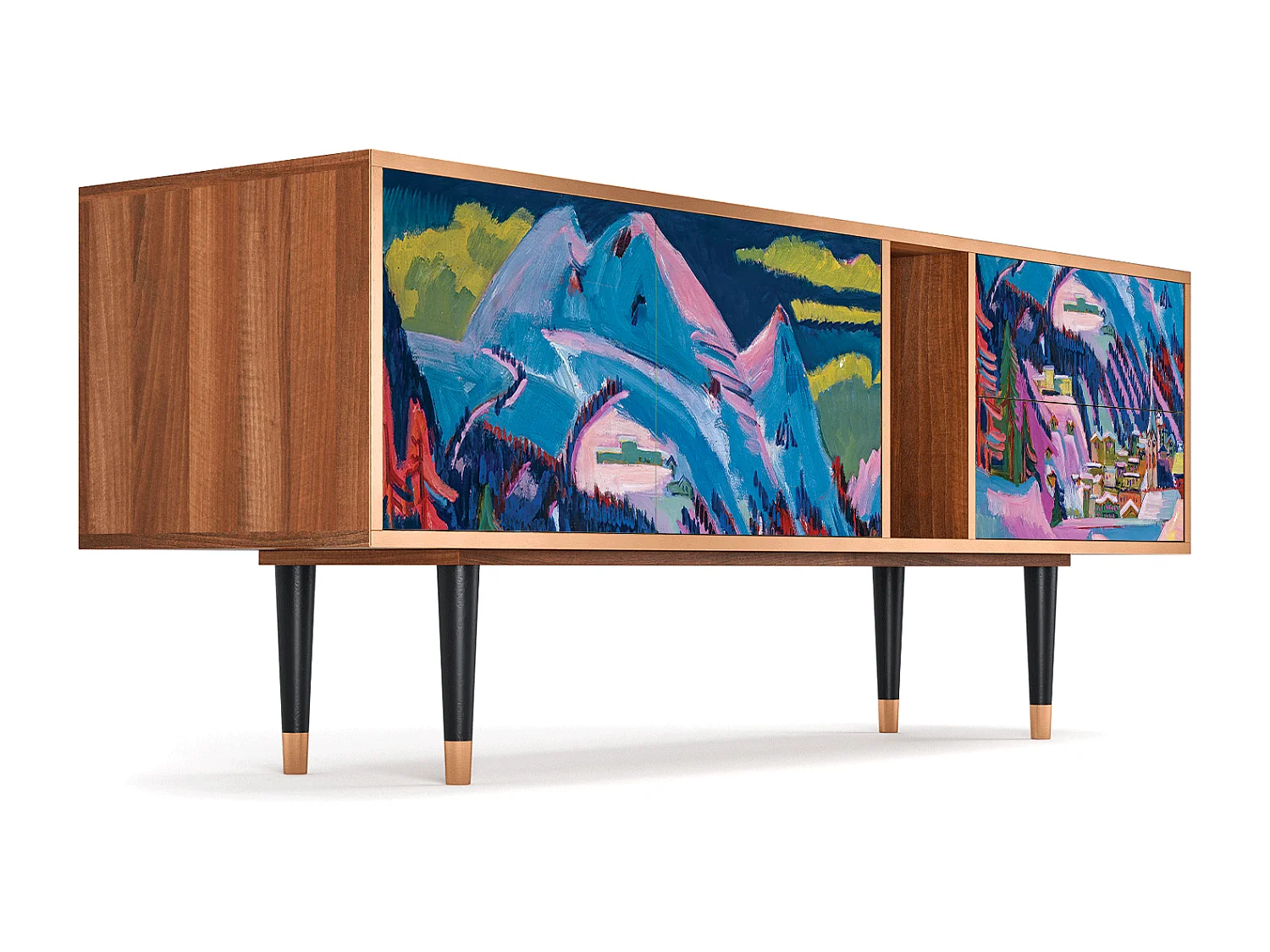 Meuble TV - 170х69х48 cm - T1 - Davos Winter, Noyer