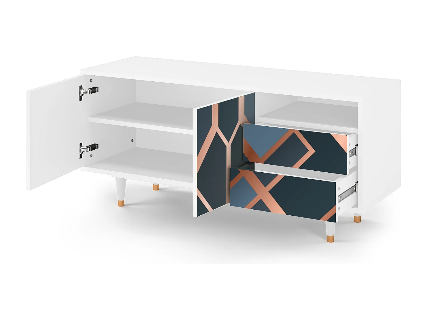 Meuble TV - 125х56х41 cm - T7 - Ashy 1920', Blanc