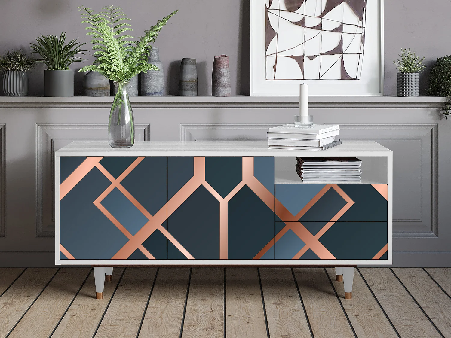 Mobile TV - 125х56х41 cm - T7 - Ashy 1920', Bianco