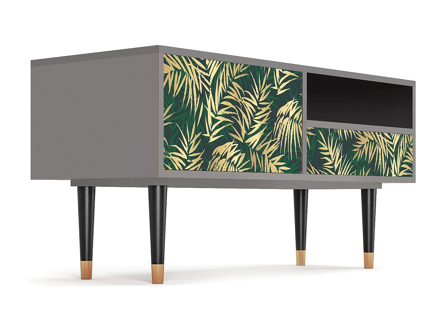 Meuble TV - 115х59х48 cm - T3 - Sunny Palm Tree, Gris