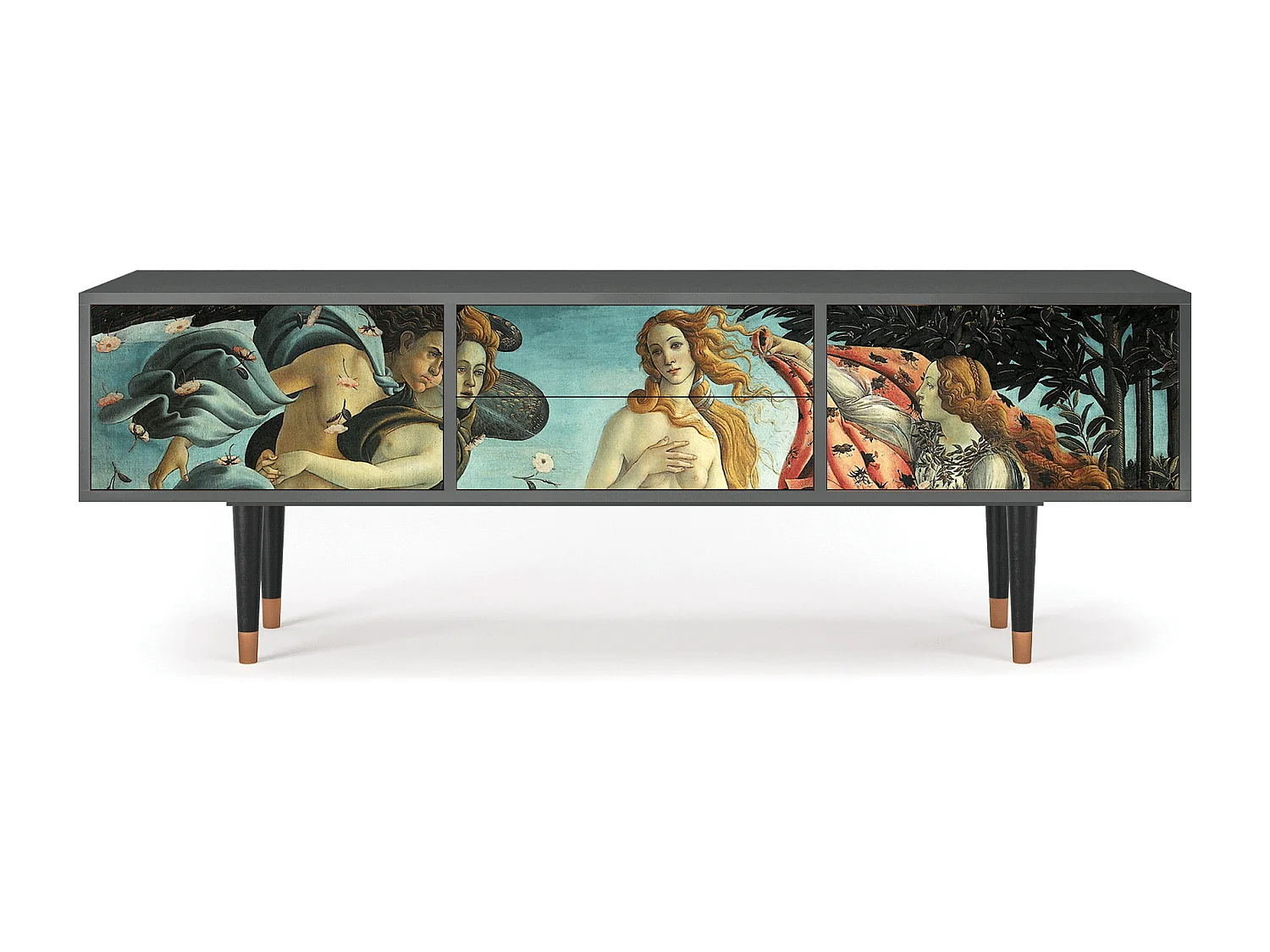 Szafka RTV - 170х59х48 cm - T4 - The Birth of Venus, Antracyt