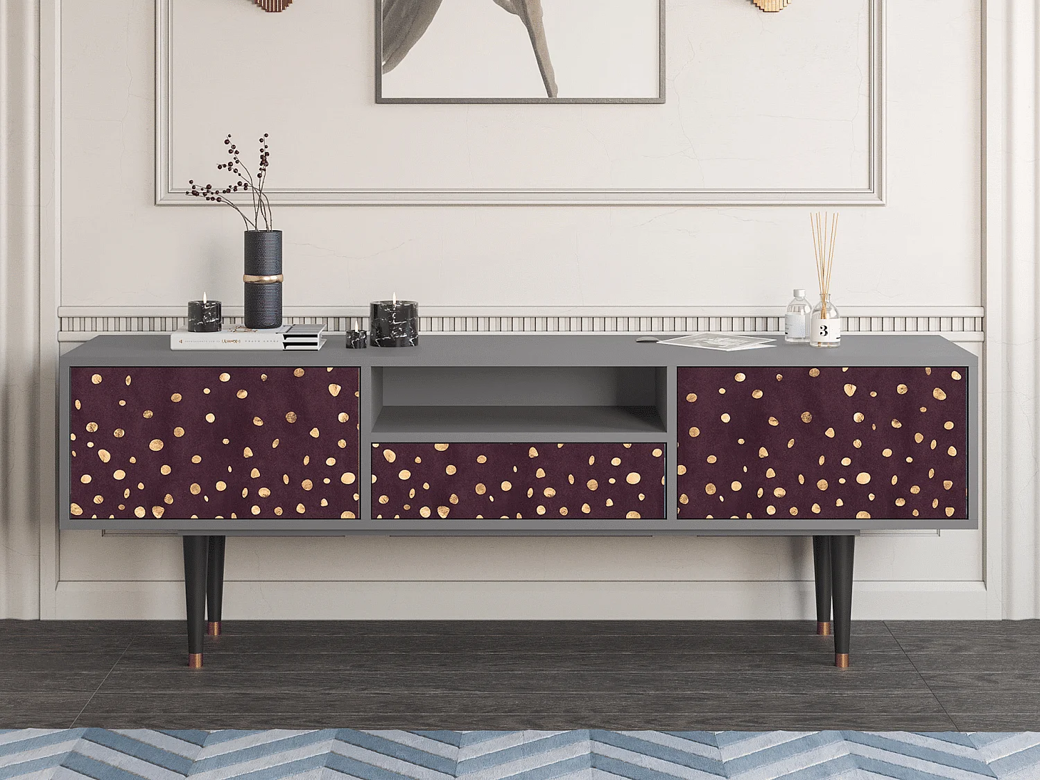 Meuble TV - 170х59х41 cm - T6 - Glowworms, Gris