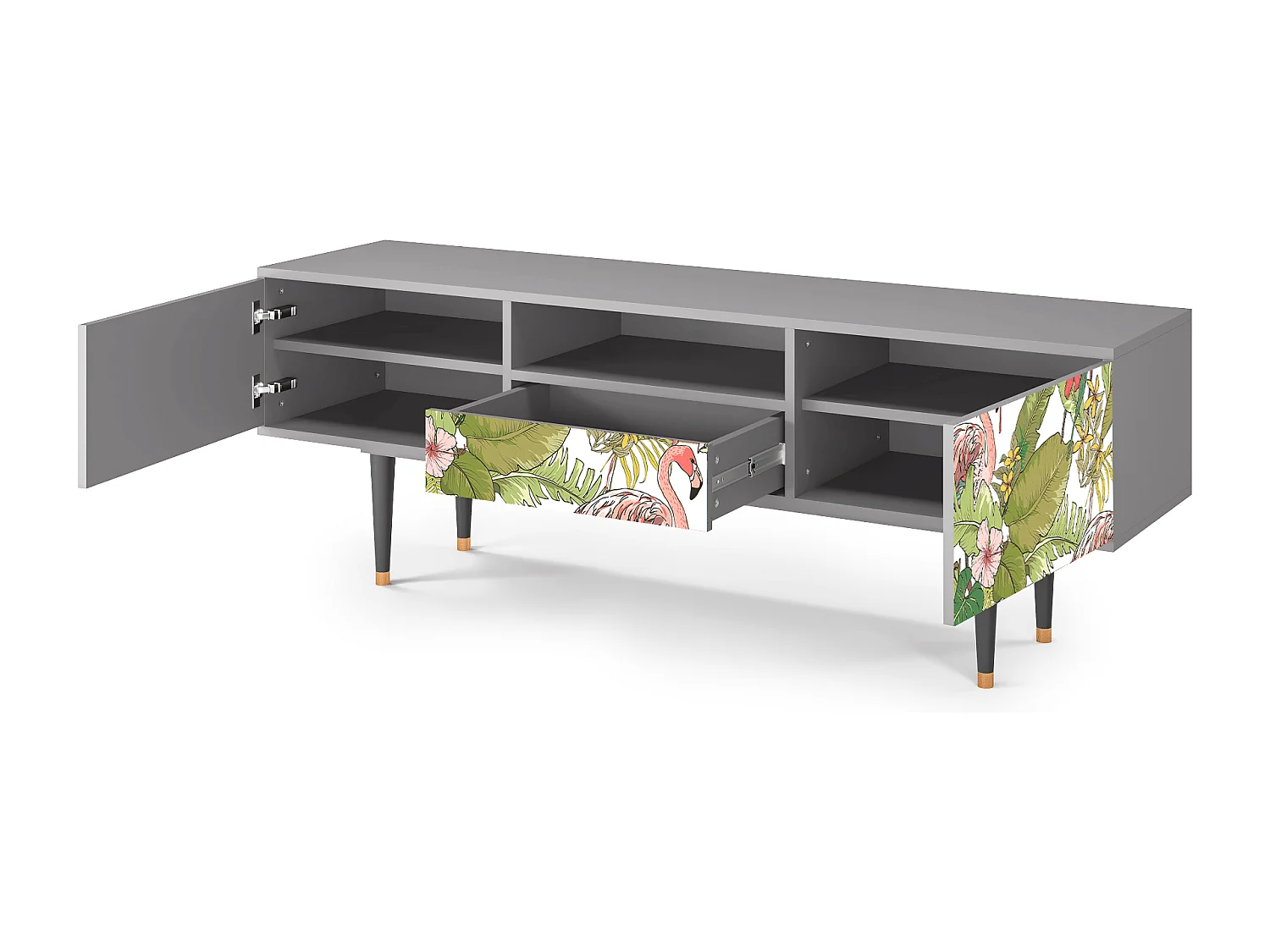 Meuble TV - 170х59х41 cm - T6 - Sweet Flamingo, Gris