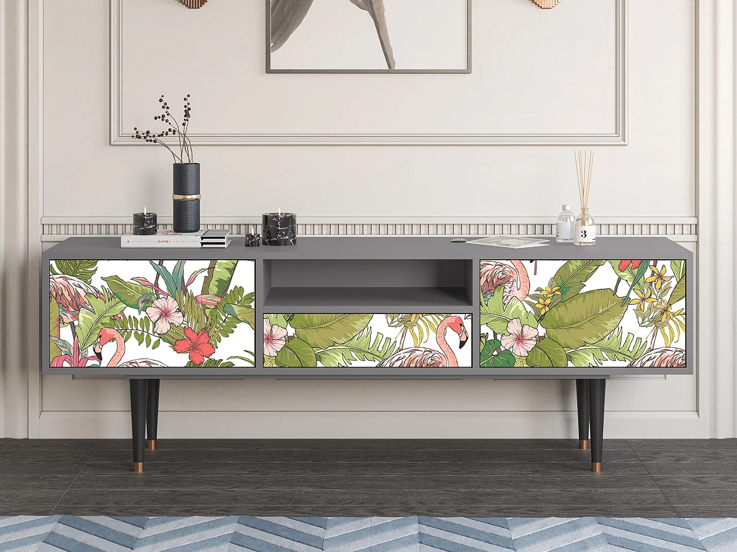 Mobile TV - 170х59х41 cm - T6 - Sweet Flamingo, Grigio