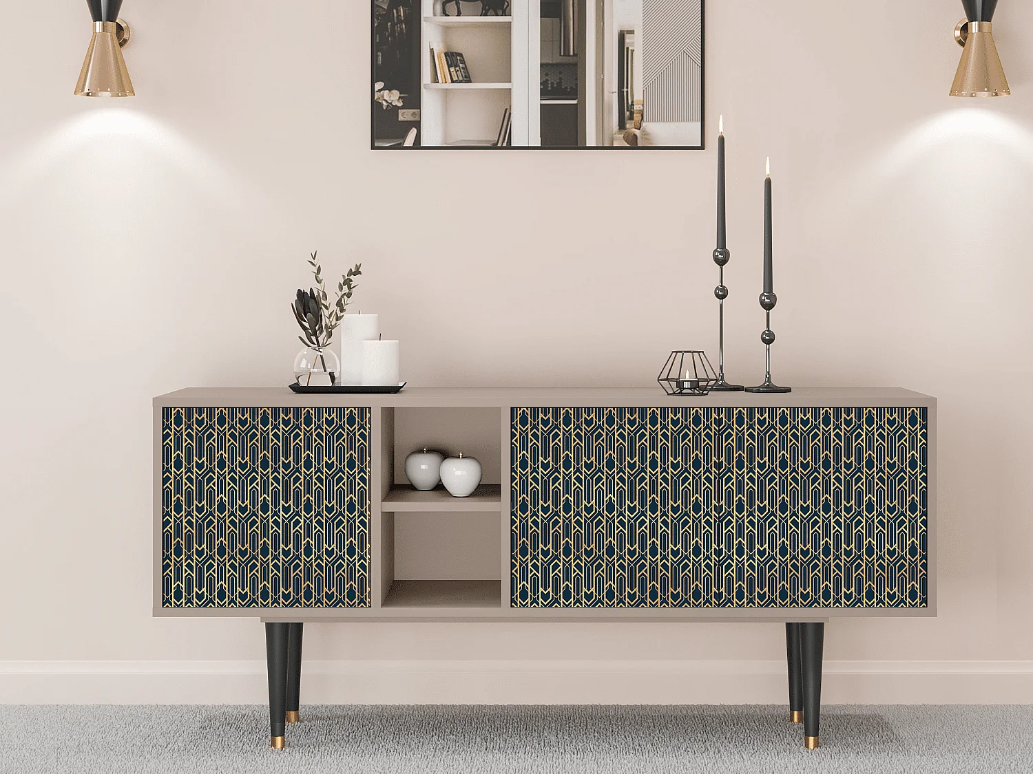 Meuble TV - 150х69х41 cm - T5 - Golden Empire, Latte