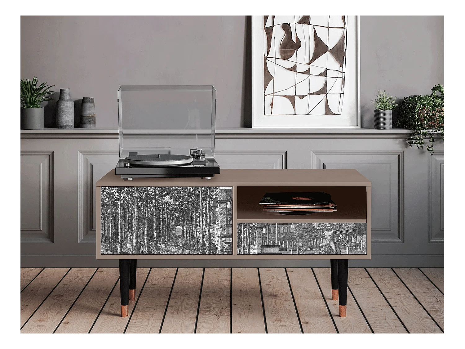 Mobile TV - 115х59х48 cm - T3 - View of the Piazza, Latte