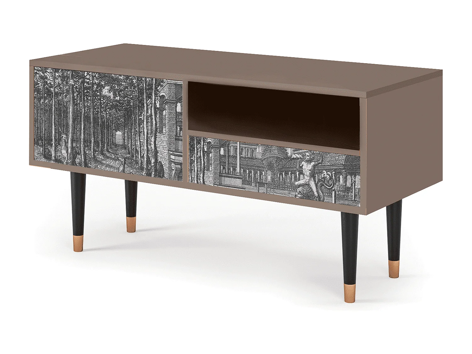 Meuble TV - 115х59х48 cm - T3 - View of the Piazza, Latte