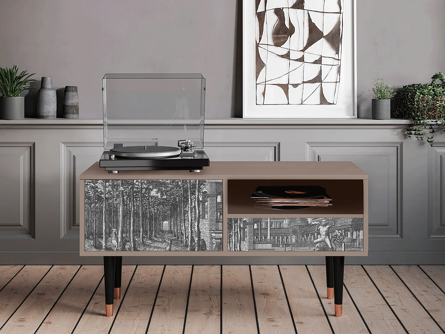 TV-Möbel - 115х59х48 cm - T3 - View of the Piazza, Latte